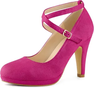 Allegra K Women's Platform Cross Strap Stiletto Heels Mary Jane Pumps