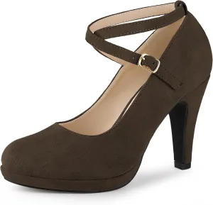 Allegra K Women's Platform Cross Strap Stiletto Heels Mary Jane Pumps