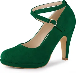 Allegra K Women's Platform Cross Strap Stiletto Heels Mary Jane Pumps