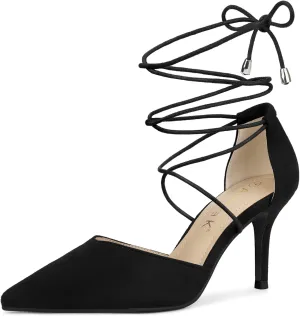 Allegra K Women's Pointed Toe Dress Pumps Lace Up Stiletto Heels Sandals