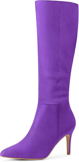 Allegra K Women's Pointed Toe Stiletto Heels Knee High Boots
