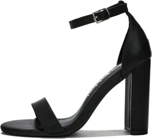 Cape Robbin Athens Open Toe Buckle Closure Block Heels (Athens)