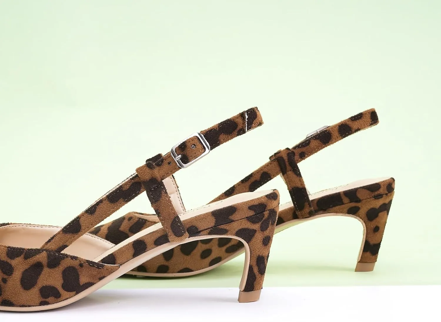 C.Paravano Beige Slingback Heels for Women - Pointed Toe, Stiletto Heels, Slip On Work Pumps, Dress Shoes