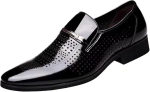 Dress Shoes for Men Fashion White Classic Style Mens Shoes Fashion Hollow Out Metal Strip Decoration Business Casual Leather Shoes Business Shoe for Men