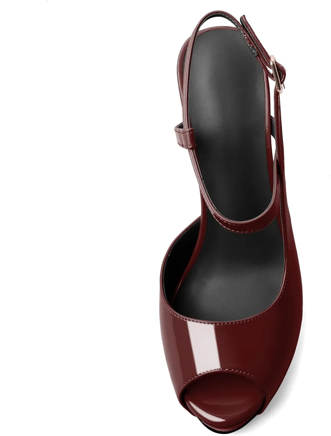 Eldof Women's Sandals Platform Heel Pumps Slingback Adjustable Buckle Peep Toe Stiletto Round Open Toe Sandal Party Wedding Dress Shoes 4.7 Inch Pumps