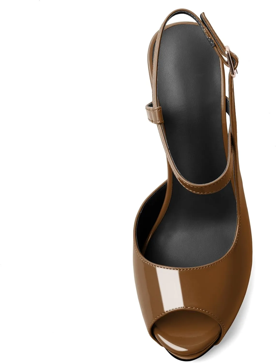 Eldof Women's Sandals Platform Heel Pumps Slingback Adjustable Buckle Peep Toe Stiletto Round Open Toe Sandal Party Wedding Dress Shoes 4.7 Inch Pumps