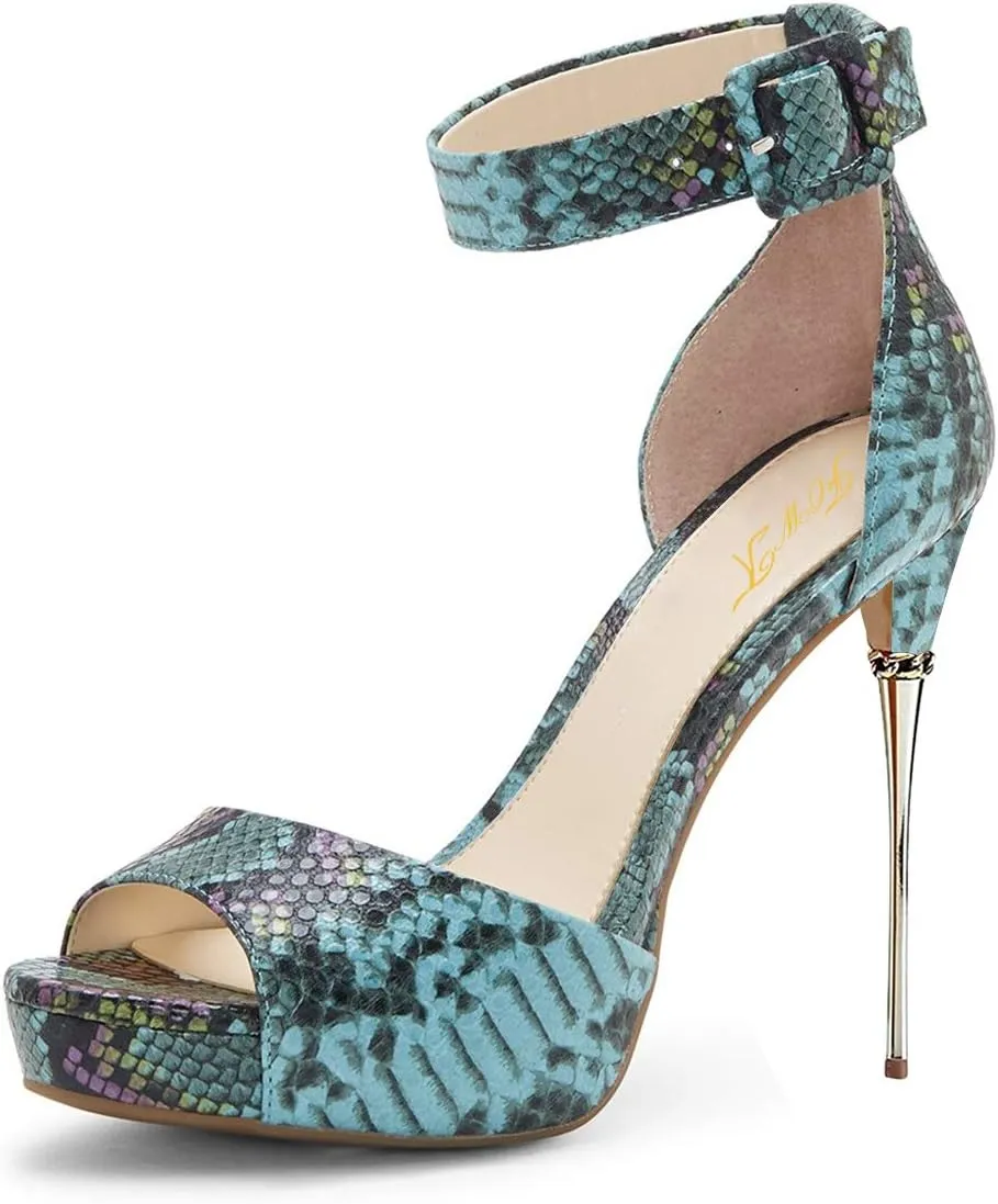FOWT Women Business Sandals Comfy Platform Ankle Strap High Stiletto Heels Peep Toe Classic Buckle Up Shoes Size 4-15 M US