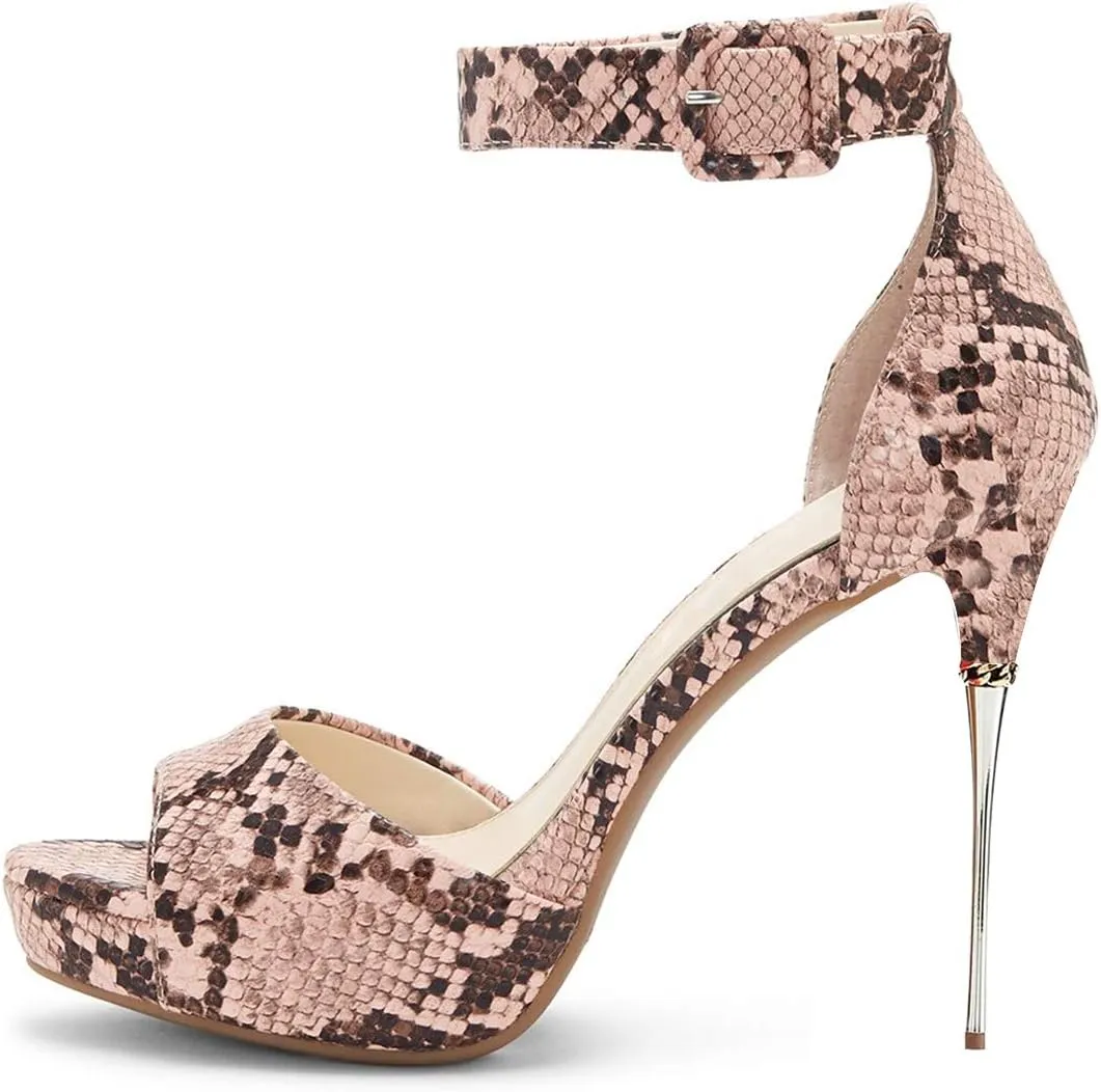 FOWT Women Business Sandals Comfy Platform Ankle Strap High Stiletto Heels Peep Toe Classic Buckle Up Shoes Size 4-15 M US