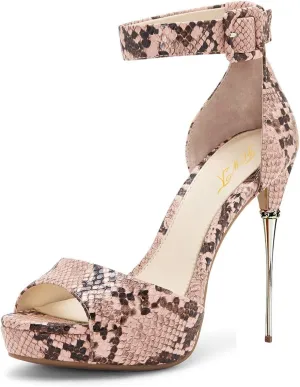 FOWT Women Business Sandals Comfy Platform Ankle Strap High Stiletto Heels Peep Toe Classic Buckle Up Shoes Size 4-15 M US