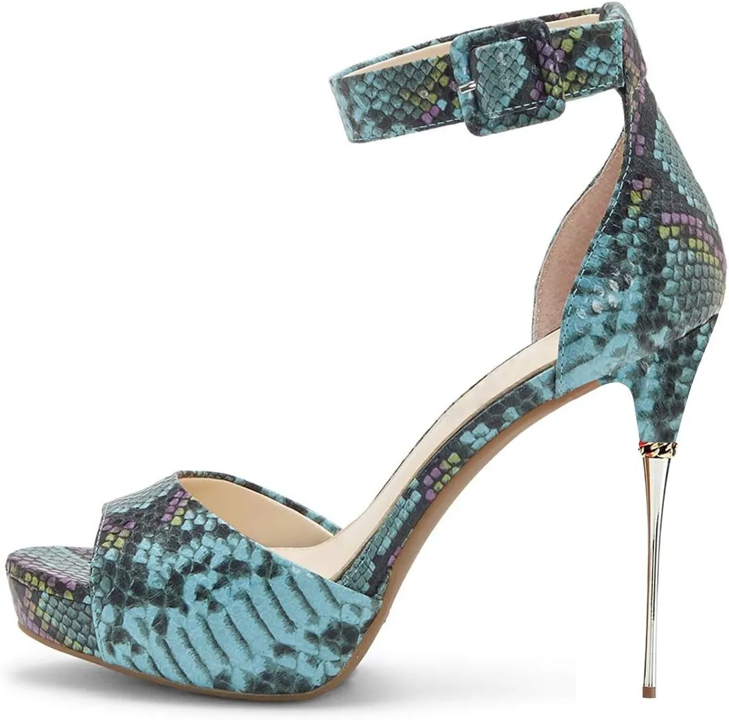 FOWT Women Business Sandals Comfy Platform Ankle Strap High Stiletto Heels Peep Toe Classic Buckle Up Shoes Size 4-15 M US