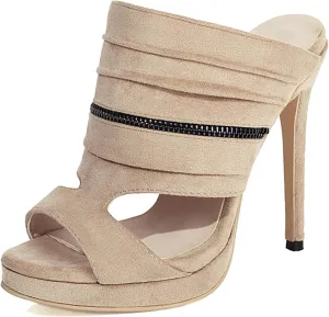 Gicoiz Peep Toe Slippers Stiletto Heels Women Mules Sandals