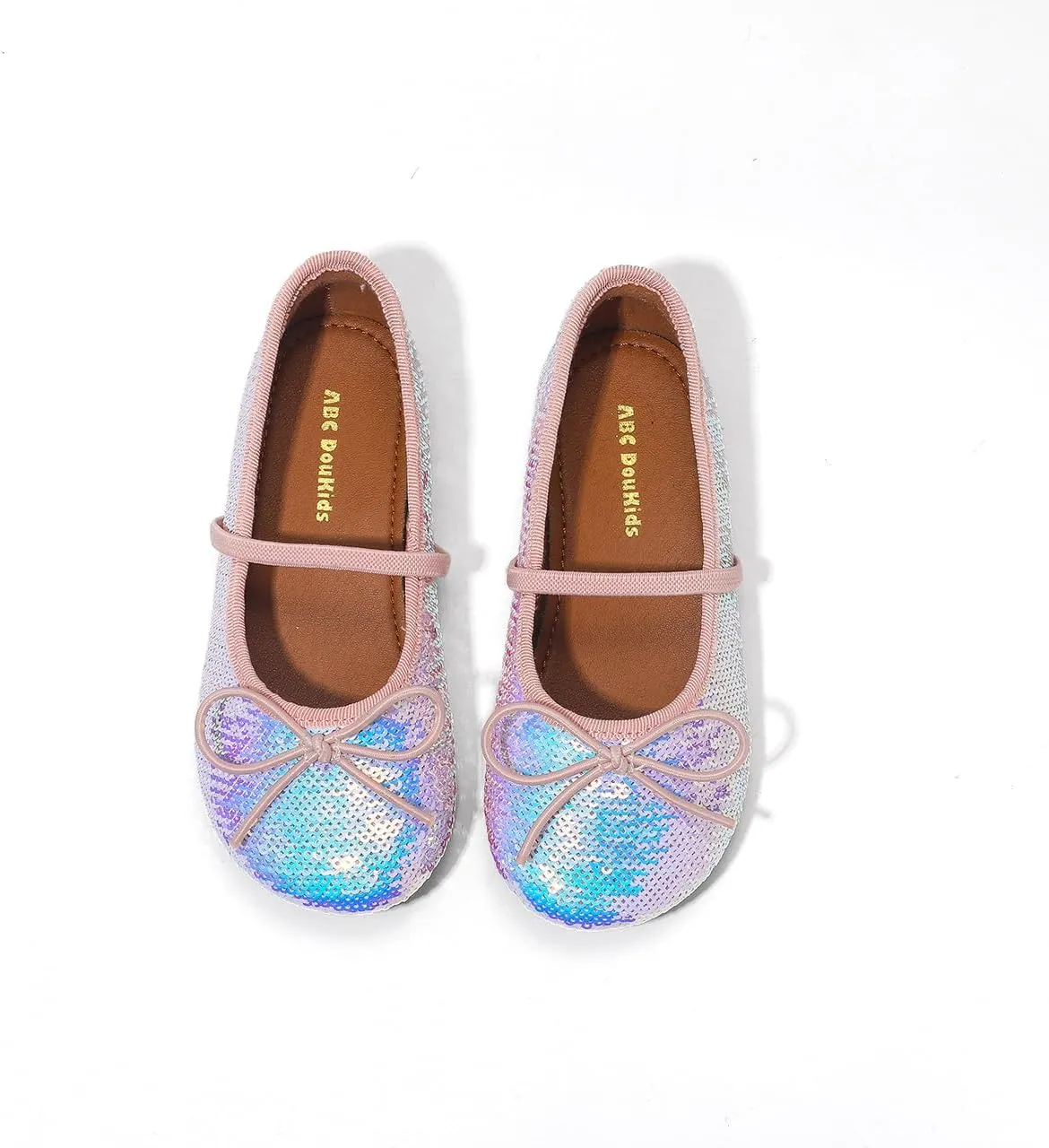 Girls Dress Shoes Mary Jane Princess Elastic Strap Glitter Party Flats
