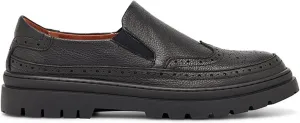 HASMI Spring and Autumn British Black Brogues Slip-on Loafers Thick-Soled Casual Leather Shoes