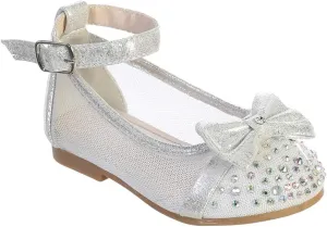 iGirlDress Infant Toddler Girls Mesh Flats with Elastic Strap/Rhinestone and Bow Flower Girls Shoes (Size 1-8)