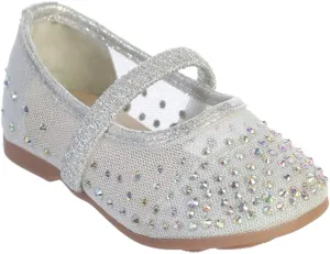 iGirlDress Infant Toddler Girls Mesh Flats with Elastic Strap/Rhinestone and Bow Flower Girls Shoes (Size 1-8)