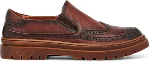 LAZIRO Spring and Autumn British Black Brogues Slip-on Loafers Thick-Soled Casual Leather Shoes