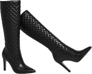 LEHOOR Women Knee High Stiletto Heel Boots Pointed Closed Toe Slip On High Heeled Dress Shoes Sexy Trendy for Ladies 4-11 M US