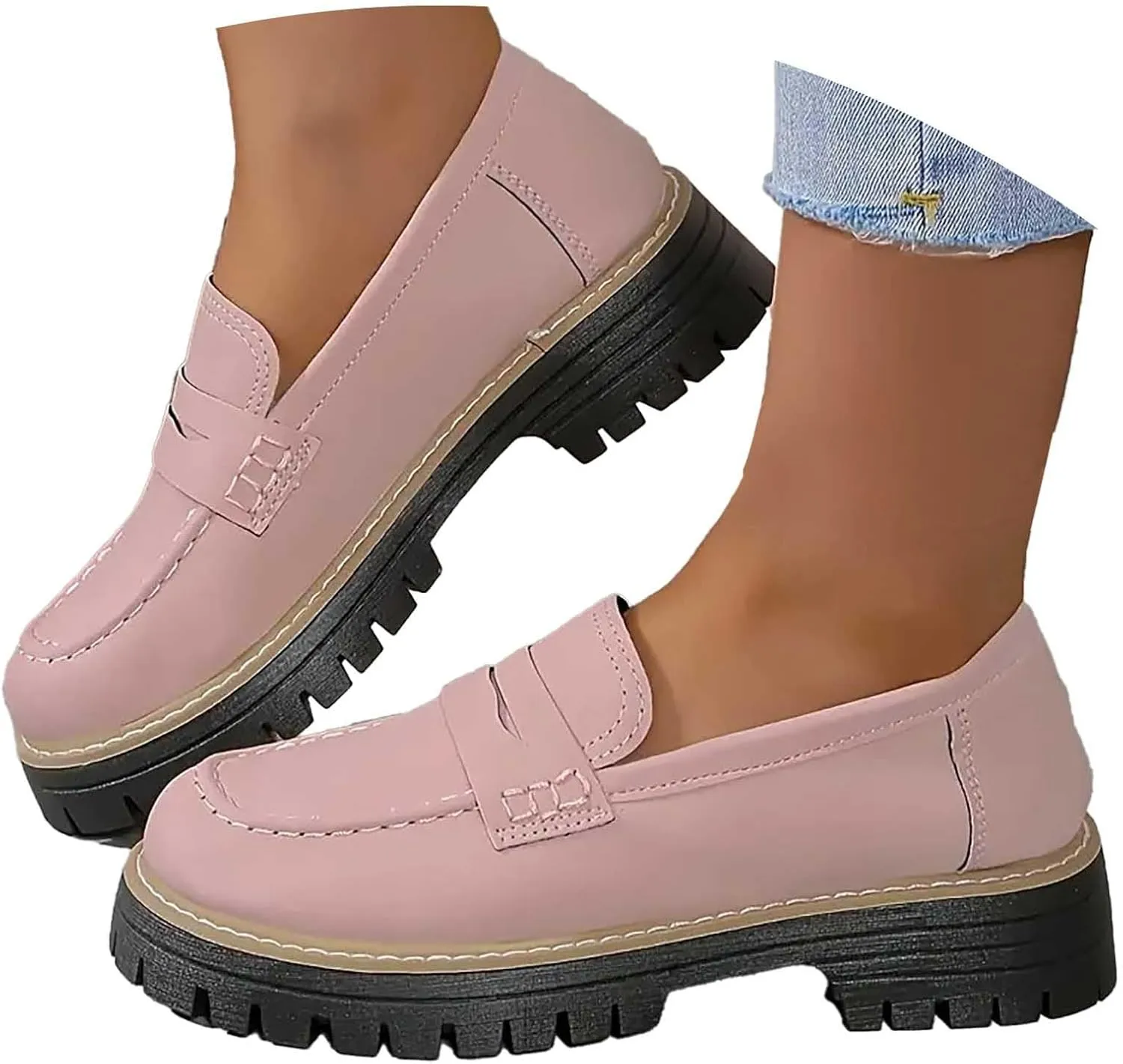 Loafers for Women Platform Slip On Loafers Dressy Business Shoe Comfortable Chunky Shoes Casual Work Shoes