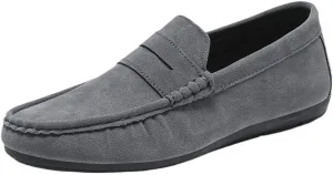 Men Vintage Loafers Shoes Suede Vamp Business Outdoor Solid Color Working Office Non Slip Block Heel Anti-Slip Shoe Slip-on