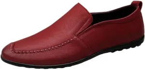 Men Vintage Shoes Faux Leather Driving Loafers Uniform Round Toe Solid Color Prom Rubber Sole Slip Shoe Slip On