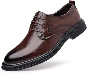 Men's Brogue Shoes Men Genuine Leather Lace Up Oxfords Shoes Comfort Wide Round Toe Non-Slip Dress Shoes