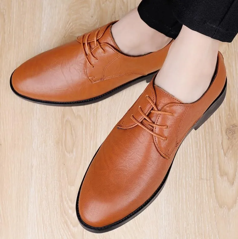 Men's Business Wingtip Lace Up Dress Shoes Mens Breathable Comfortable Fashion Luxury Oxford Shoes Pointed Toe Low Top Leather Dress Shoes