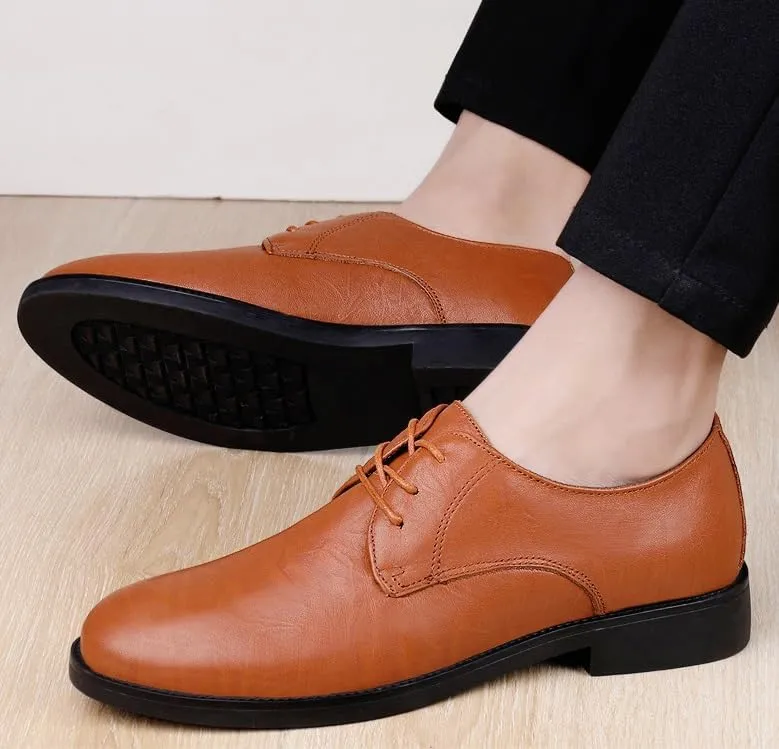 Men's Business Wingtip Lace Up Dress Shoes Mens Breathable Comfortable Fashion Luxury Oxford Shoes Pointed Toe Low Top Leather Dress Shoes