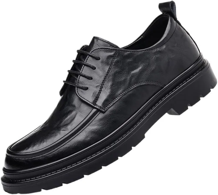 Men's Classic Lace-up Dress Shoes Formal Business Oxfords Shoes Mens Lace Up Pointed Toe Casual Brogue Shoes Non-Slip Softsole Walking Shoes(Black,7)