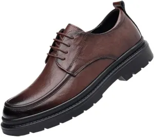 Men's Classic Lace-up Dress Shoes Formal Business Oxfords Shoes Mens Lace Up Pointed Toe Casual Brogue Shoes Non-Slip Softsole Walking Shoes(Brown,8.5)