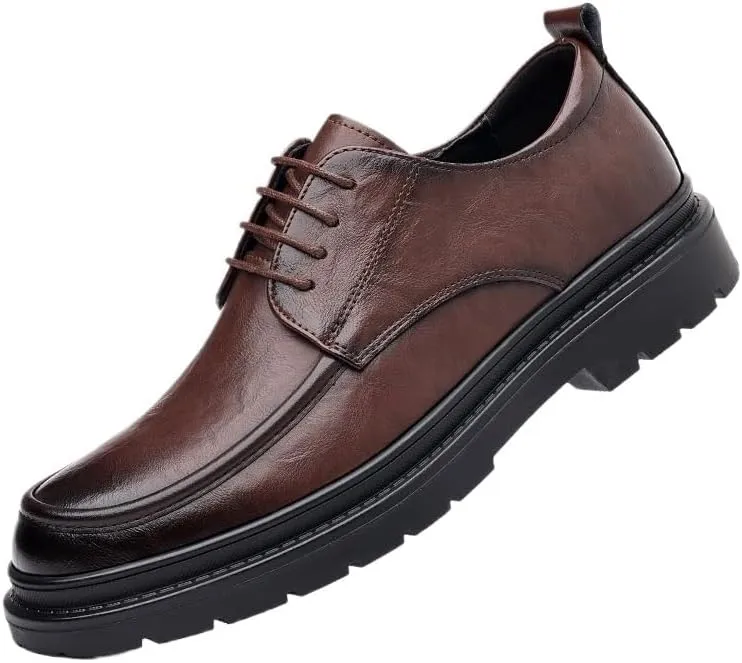 Men's Classic Lace-up Dress Shoes Formal Business Oxfords Shoes Mens Lace Up Pointed Toe Casual Brogue Shoes Non-Slip Softsole Walking Shoes(Brown,8.5)