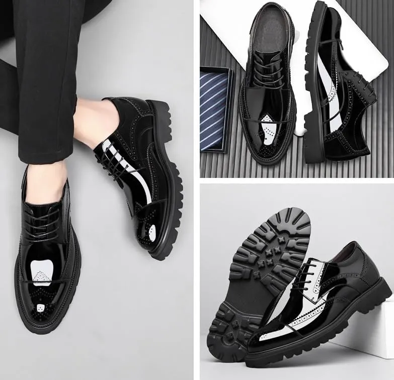 Men's Dress Shoes Business Formal Casual Lace-up Oxfords Shoes Casual Wedding Party Small Leather Shoes