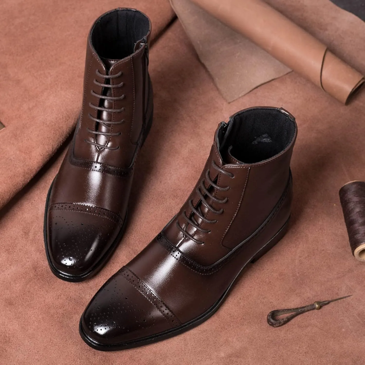 Men's Dress Shoes Loafers Mens Shoes Classic Business Leather Shoes Fashion Casual High Top Lace Up Black Dress Shoes