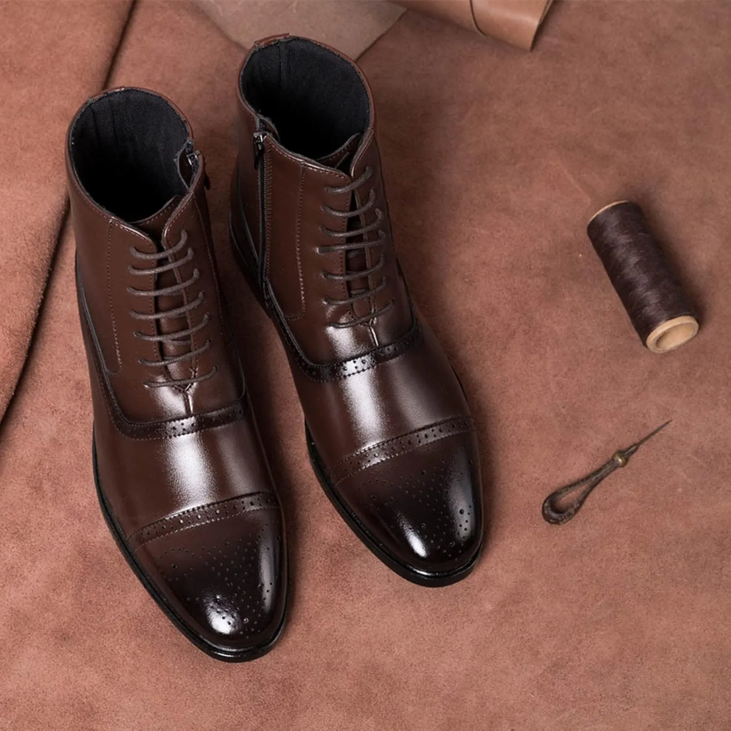 Men's Dress Shoes Loafers Mens Shoes Classic Business Leather Shoes Fashion Casual High Top Lace Up Black Dress Shoes