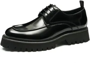 Men's Dress Shoes Mens Shiny Patent Leather Lace Up Business Oxford Shoes Comfortable Non-Slip Low Tuxedo Shoes for Men