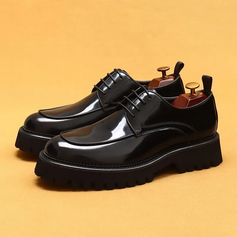 Men's Dress Shoes Mens Shiny Patent Leather Lace Up Business Oxford Shoes Comfortable Non-Slip Low Tuxedo Shoes for Men