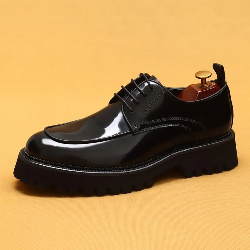 Men's Dress Shoes Mens Shiny Patent Leather Lace Up Business Oxford Shoes Comfortable Non-Slip Low Tuxedo Shoes for Men