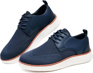 Men's Dress Sneakers Business Casual Dress Oxfords Walking Shoes Lightweight Comfortable Brogue Shoes Dark Blue 10.5