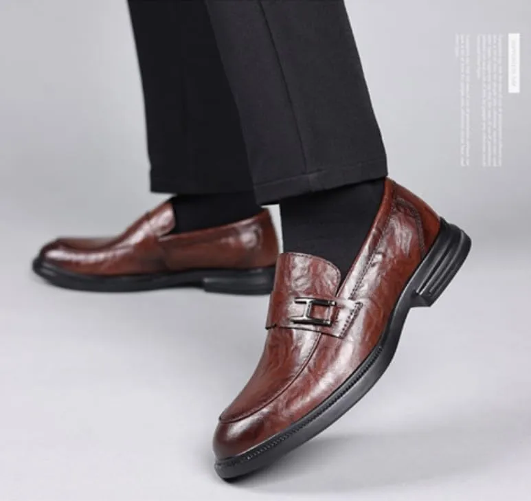 Men's Formal Business Oxford Shoes Genuine Leather Slip On Dress Shoes for Office Wedding Tuxedo Derby Shoes