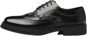 Men's Genuine Leather Versatile Dress Casual Wingtip Brogue Shoes, Comfortable & Breathable, Ideal for Business & Wedding for Men