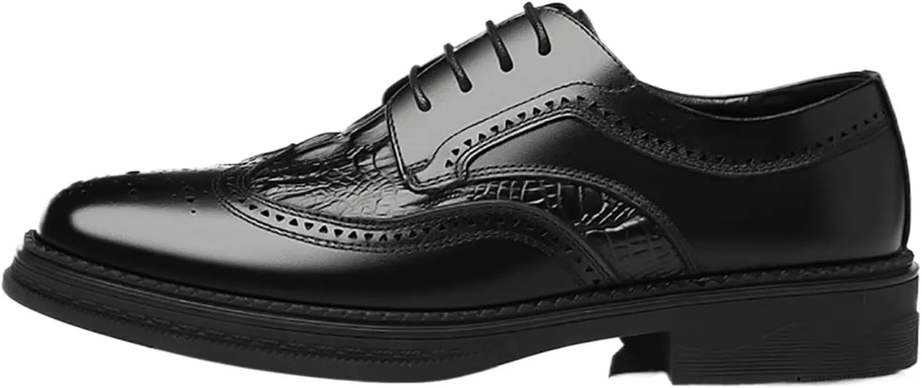 Men's Genuine Leather Versatile Dress Casual Wingtip Brogue Shoes, Comfortable & Breathable, Ideal for Business & Wedding for Men