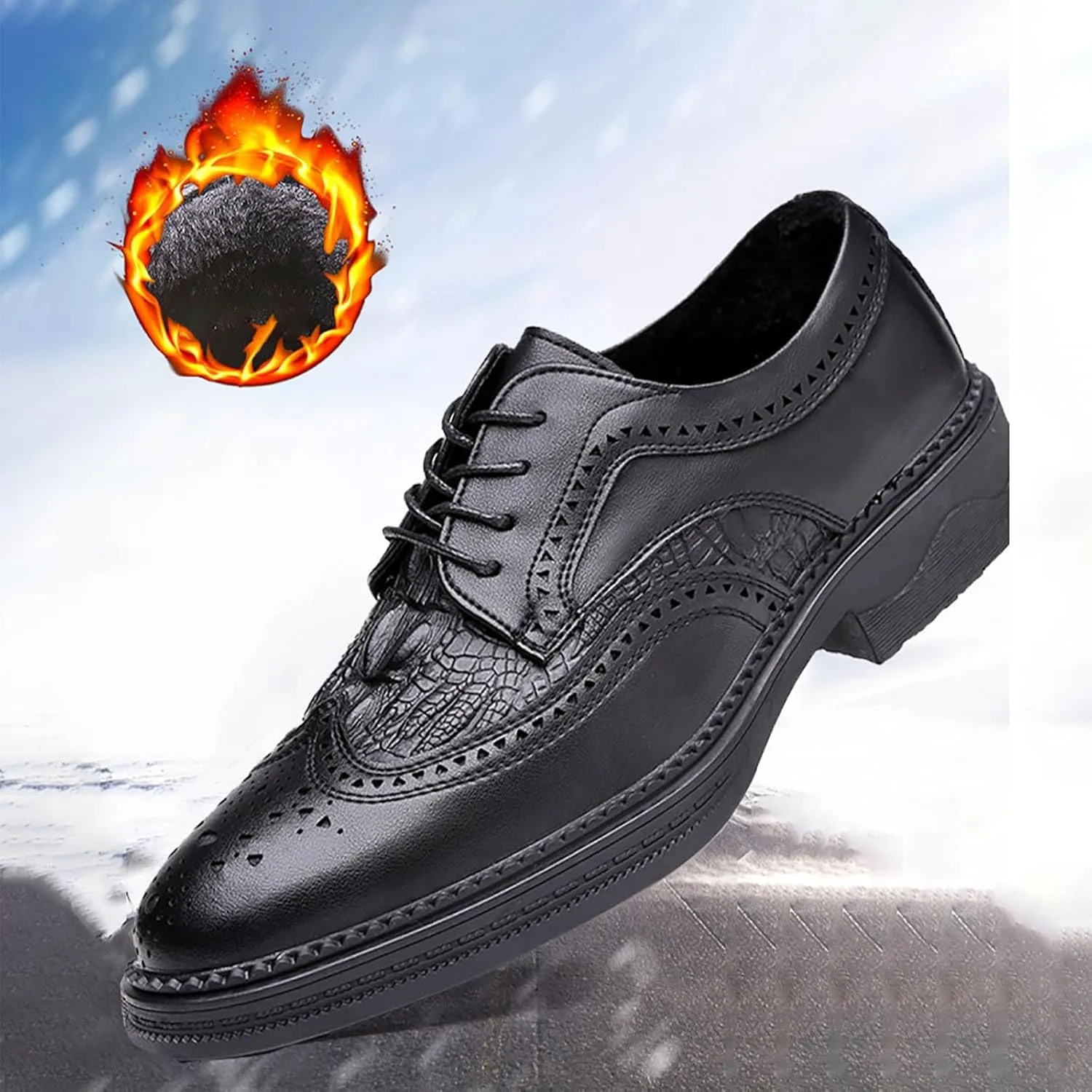 Men's Genuine Leather Versatile Dress Casual Wingtip Brogue Shoes, Comfortable & Breathable, Ideal for Business & Wedding for Men