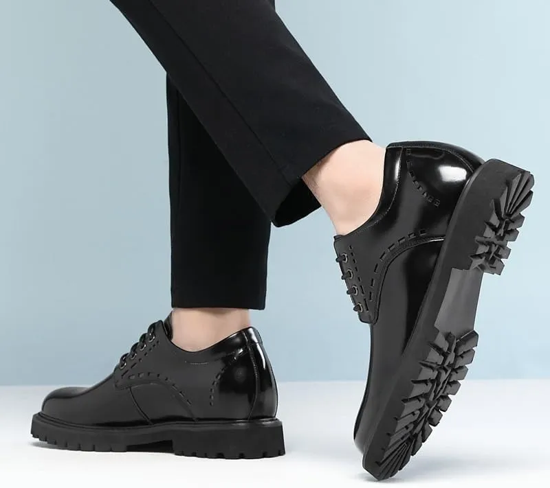 Men's Leather Platform Dress Shoes Retro Comfortable Non-Slip Business Men Oxford Shoes