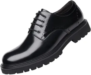 Men's Leather Platform Dress Shoes Retro Comfortable Non-Slip Business Men Oxford Shoes