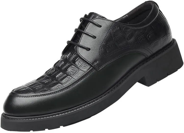 Men's Leather Platform Oxford Shoes Men Retro Comfortable Non-Slip Business Dress Shoes Casual Wedding Party Tuxedo Shoes