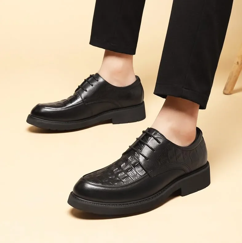 Men's Leather Platform Oxford Shoes Men Retro Comfortable Non-Slip Business Dress Shoes Casual Wedding Party Tuxedo Shoes