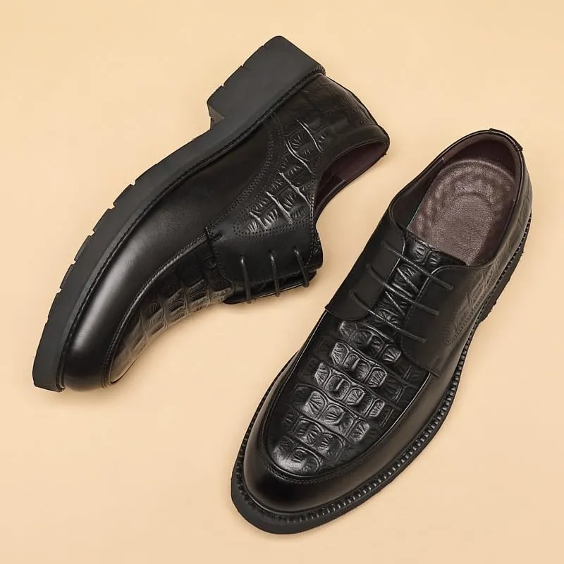 Men's Leather Platform Oxford Shoes Men Retro Comfortable Non-Slip Business Dress Shoes Casual Wedding Party Tuxedo Shoes