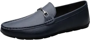 Men's Loafers Faux Leather Vintage Round Toe Solid Color Anti-Slip Rubber Sole Slip Resistant Block Heel Shoe Slip-on