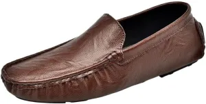 Mens Loafers Slip On Driving Shoes Moc Toe PU Leather Lightweight Comfortable Casual Flat Heel Fashion Shoes
