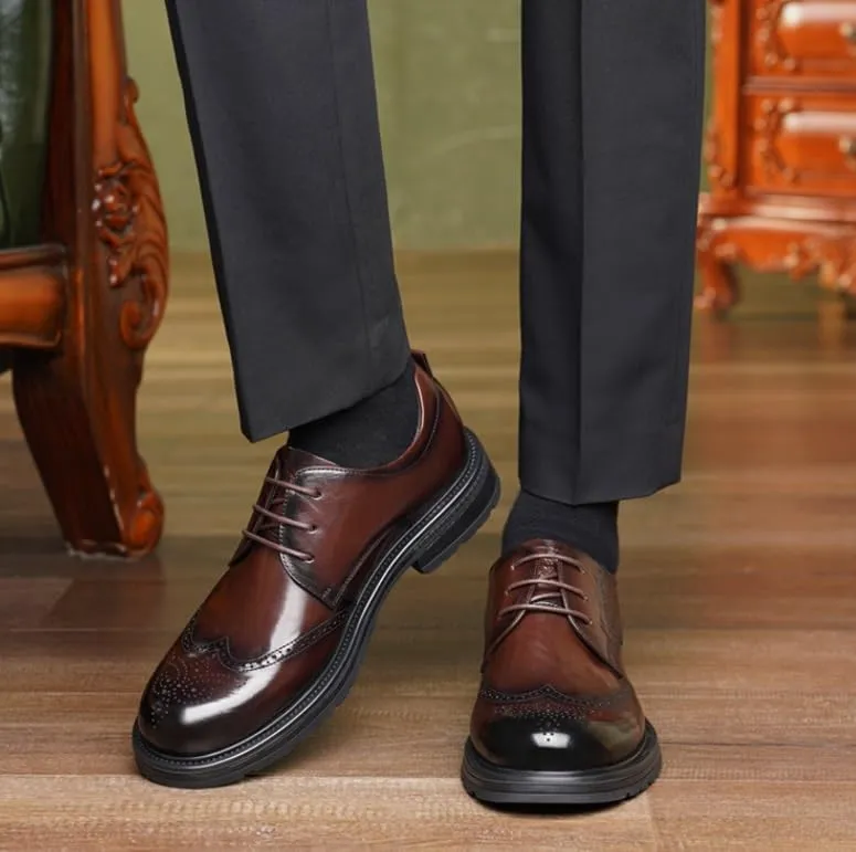 Men's Patent Leather Dress Shoes Mens Classic Lace-up Formal Casual Business Oxford Shoes