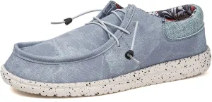 Mens Slip-on Canvas Loafers Casual Comfortable Vintage Boat Shoes Flat Deck Shoes